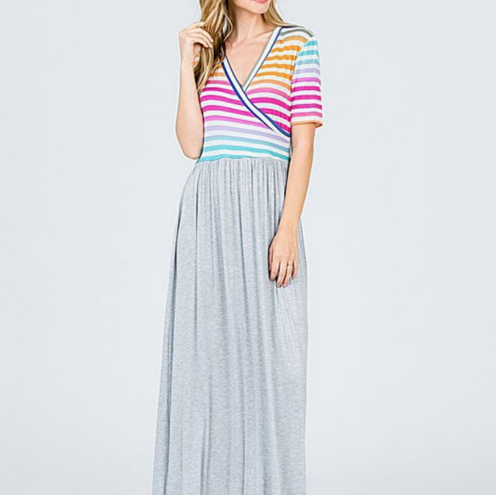 Mutli Color Striped Maxi Dress